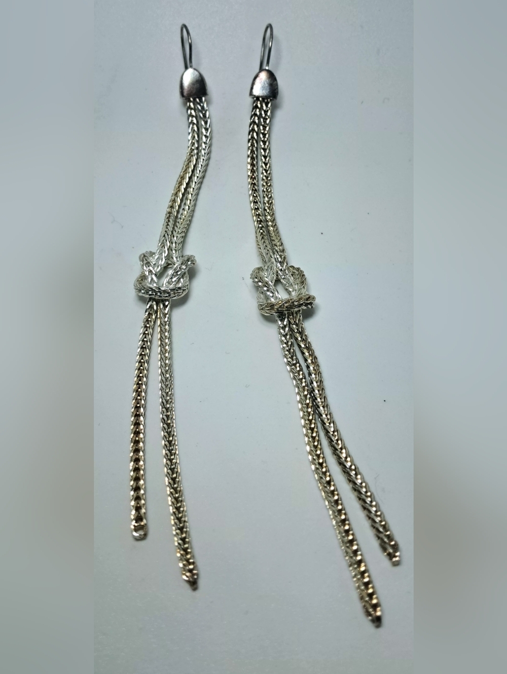 925 Sterling Silver Knot Drop Chain Earrings By John Hardy - Women Jewelry - Picture 2 of 5